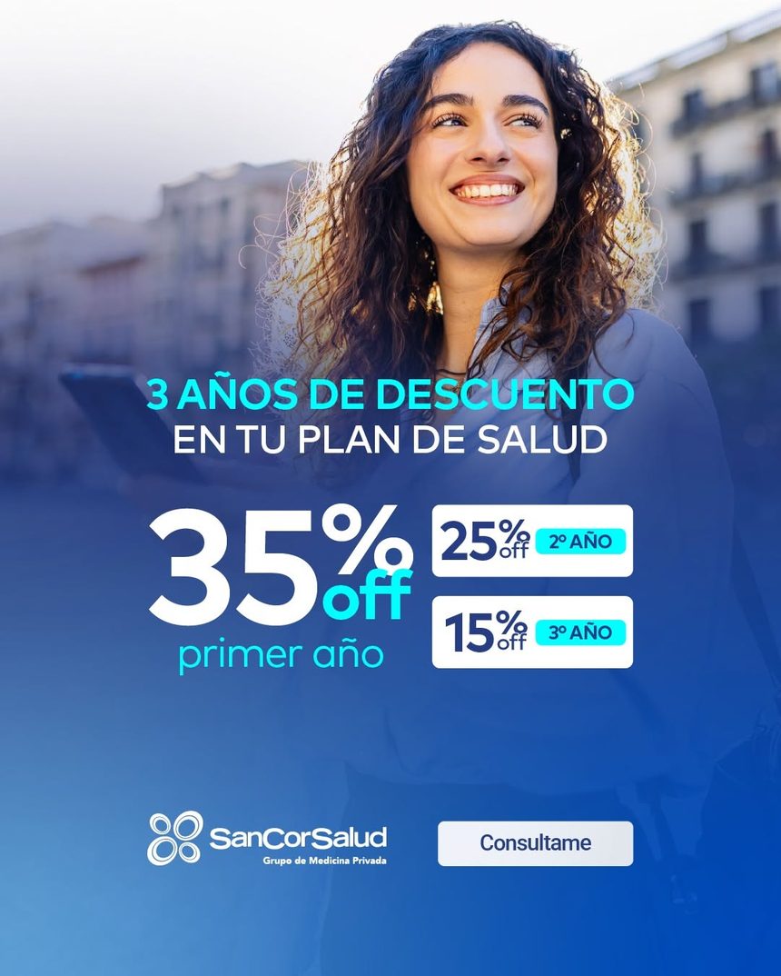 Promoción: 3 años de descuento. 35% off el primer año, 25% el segundo y 15% el tercero